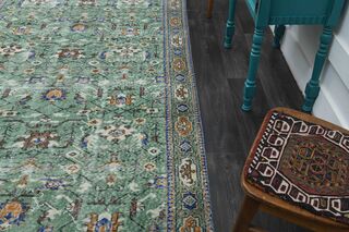 Green Vintage Floral Rug - Thumbnail