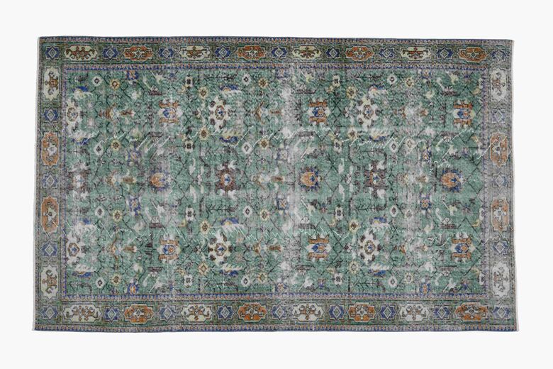 Green Vintage Floral Rug