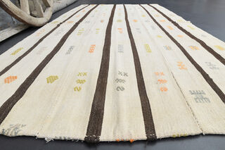 Striped Beige Runner Rug - Thumbnail