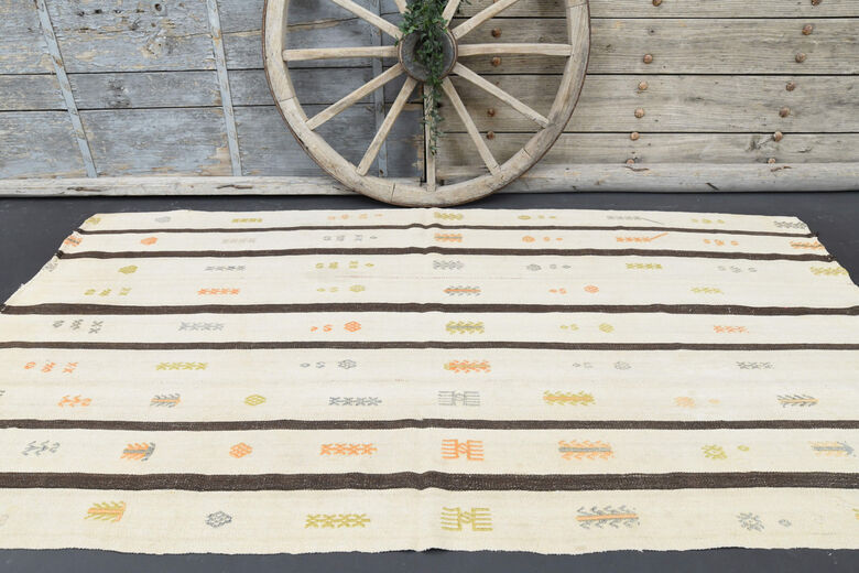 Striped Beige Runner Rug