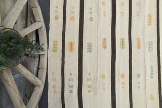 Striped Beige Runner Rug - Thumbnail