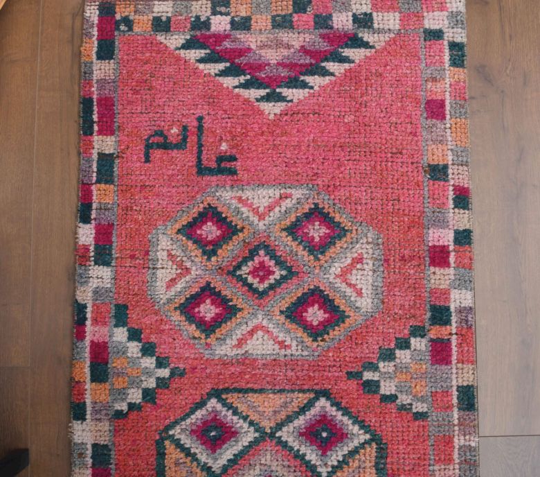 Hand-Knotted Pink Vintage Runner