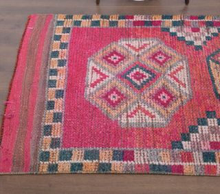 Hand-Knotted Pink Vintage Runner - Thumbnail