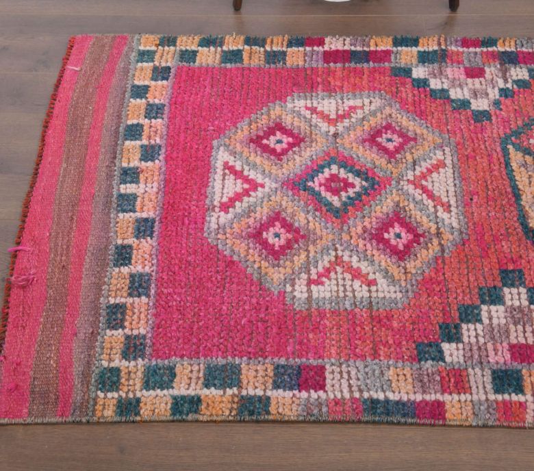 Hand-Knotted Pink Vintage Runner