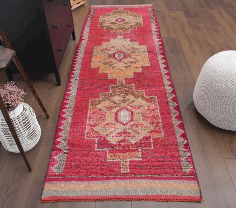 Hand-Knotted Vintage Runner Rug