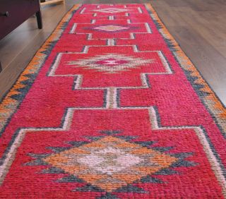 Pink Vintage Turkish Runner Rug - Thumbnail