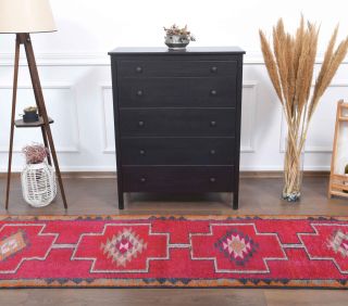 Pink Vintage Turkish Runner Rug - Thumbnail