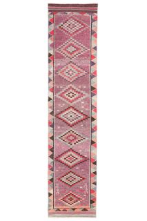 Purple Vintage Oushak Runner Rug - Thumbnail