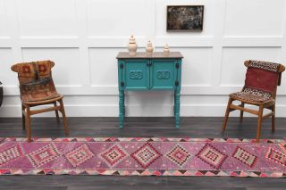 Purple Vintage Oushak Runner Rug - Thumbnail