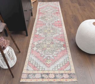 Faded Red Vintage Runner Rug - Thumbnail