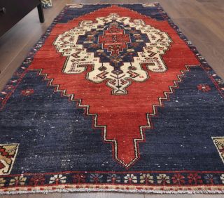 Oriental Vintage Rug - Blue & Red - Thumbnail