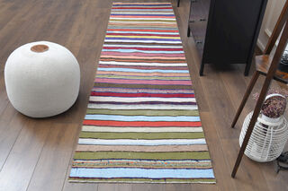 Colorful Flatweave Striped Runner - Thumbnail