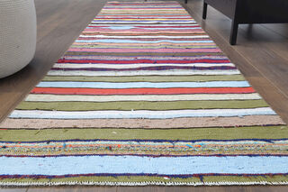 Colorful Flatweave Striped Runner - Thumbnail