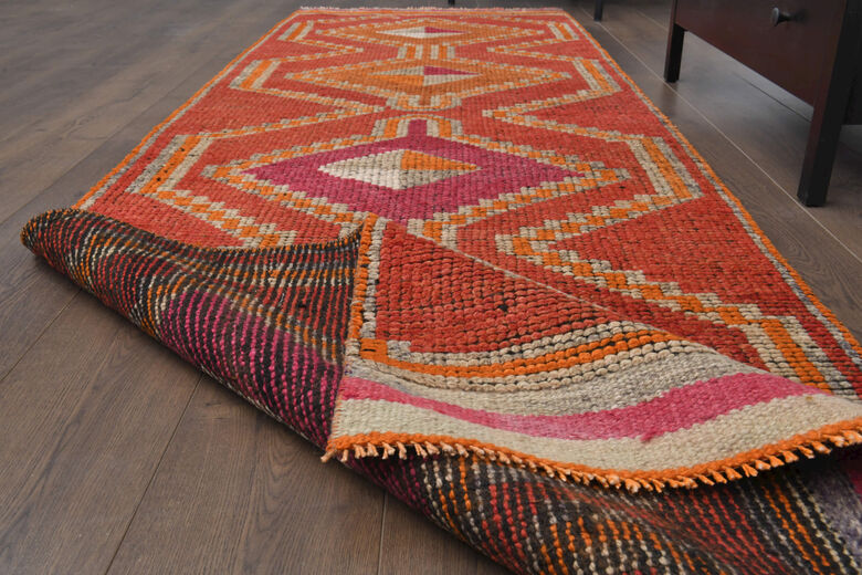 Hand-Knotted Vintage Runner Rug