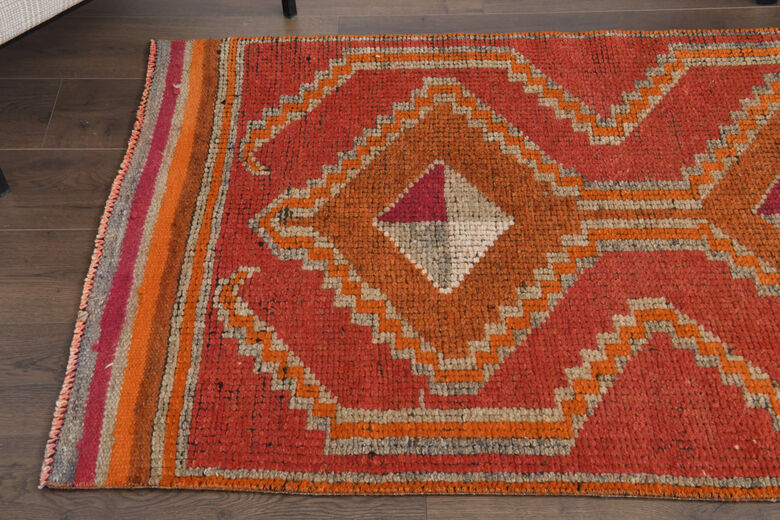 Hand-Knotted Vintage Runner Rug