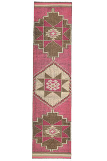 Handwoven Pink Runner Rug - Thumbnail