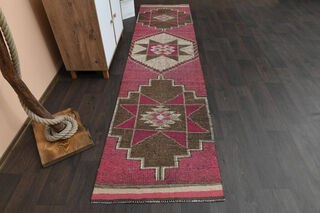 Handwoven Pink Runner Rug - Thumbnail