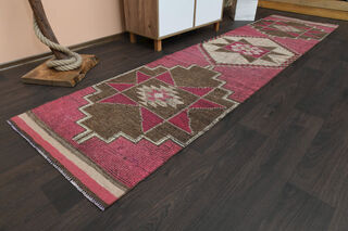 Handwoven Pink Runner Rug - Thumbnail