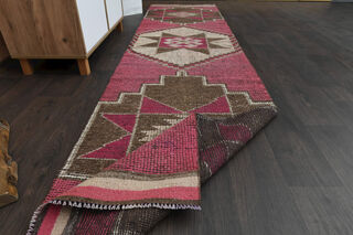 Handwoven Pink Runner Rug - Thumbnail