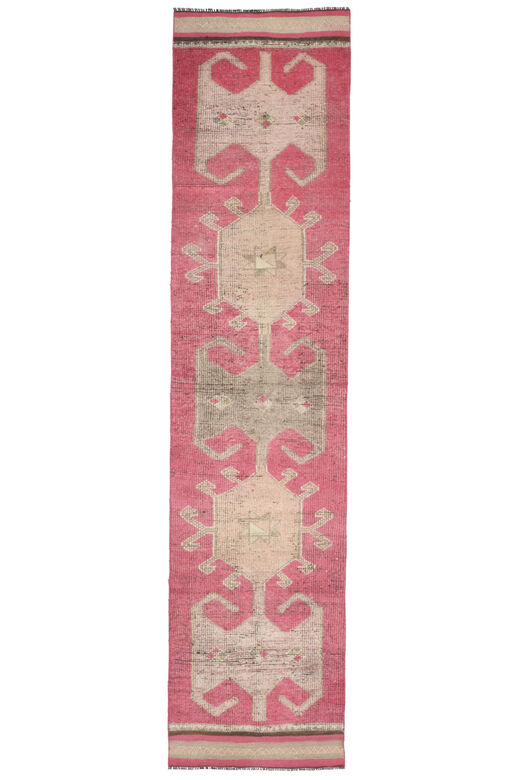 Narrow Pink Vintage Runner Rug