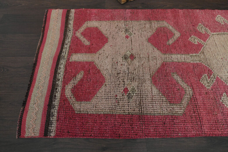 Narrow Pink Vintage Runner Rug