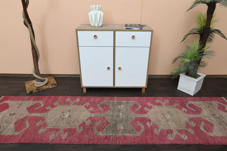 Narrow Pink Vintage Runner Rug