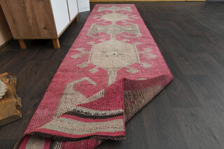 Narrow Pink Vintage Runner Rug - Thumbnail