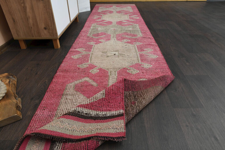 Narrow Pink Vintage Runner Rug