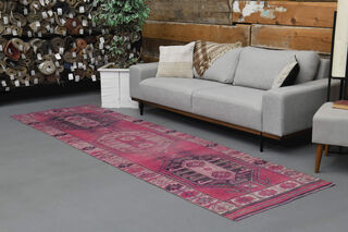 Pink Vintage Runner Rug - Thumbnail