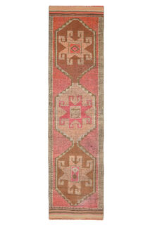 Hand-Knotted Vintage Runner Rug - Thumbnail