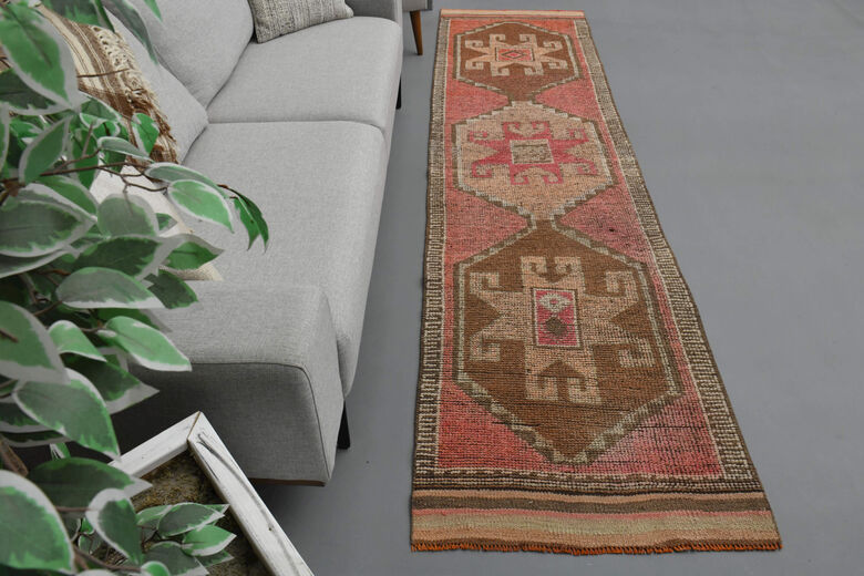 Hand-Knotted Vintage Runner Rug