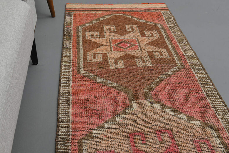 Hand-Knotted Vintage Runner Rug