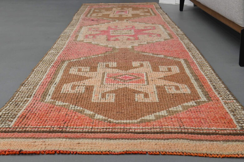 Hand-Knotted Vintage Runner Rug