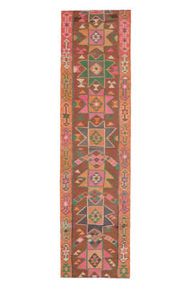 Traditional Hand Knotted Vintage Runner Rug - Thumbnail