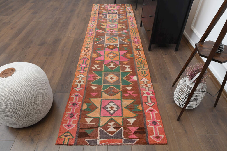 Traditional Hand Knotted Vintage Runner Rug