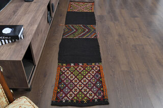 Ikat Turkish Kilim Runner Rug - Thumbnail