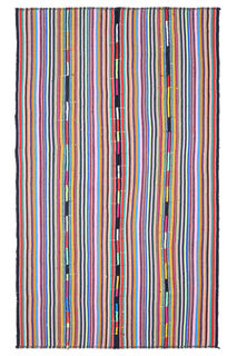 Colorful Kilim Turkish Striped Rug - Thumbnail