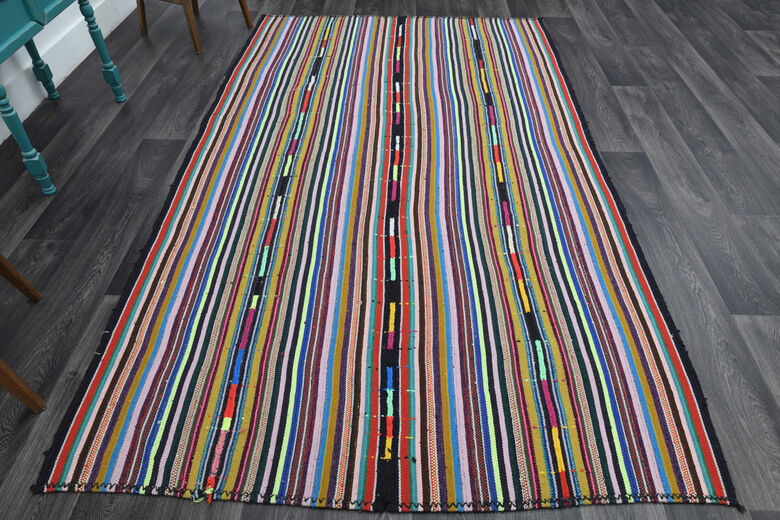 Colorful Kilim Turkish Striped Rug