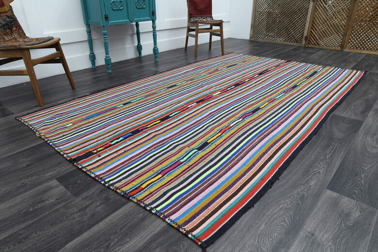 Colorful Kilim Turkish Striped Rug