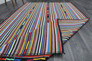 Colorful Kilim Turkish Striped Rug - Thumbnail