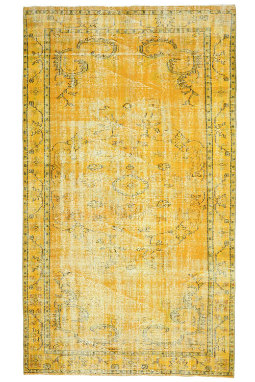 Vintage Yellow Rug, Turkish Area Rug