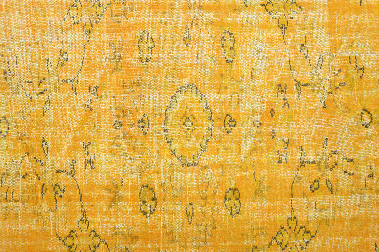 Vintage Yellow Rug, Turkish Area Rug