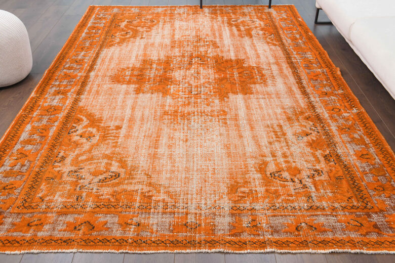 Orange Overdyed Vintage Rug