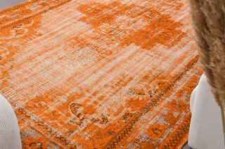 Orange Overdyed Vintage Rug - Thumbnail