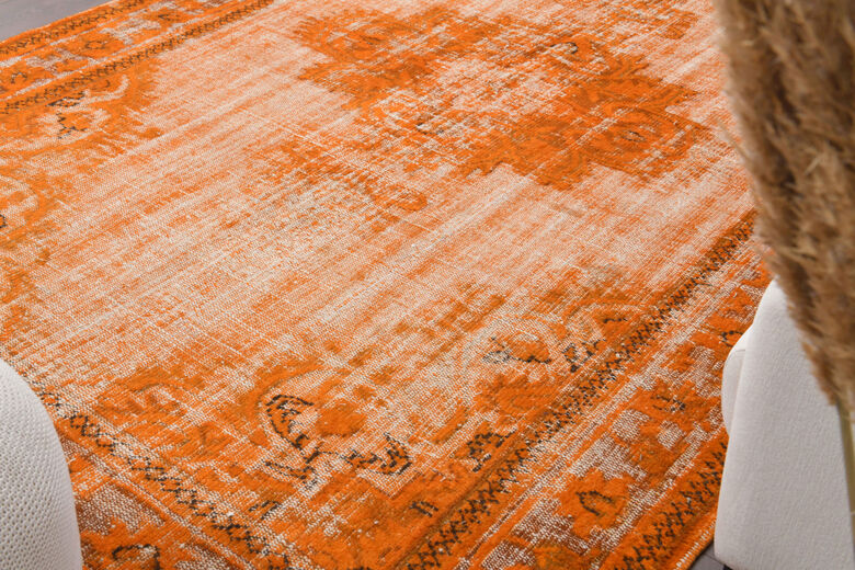 Orange Overdyed Vintage Rug