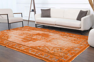 Orange Overdyed Vintage Rug - Thumbnail