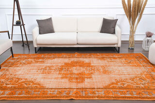 Orange Overdyed Vintage Rug - Thumbnail