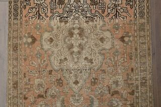 Orange Brown Floral Runner Rug - Thumbnail