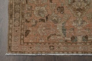 Orange Brown Floral Runner Rug - Thumbnail