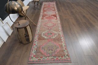 Faded Red Pink Runner Rug - Thumbnail